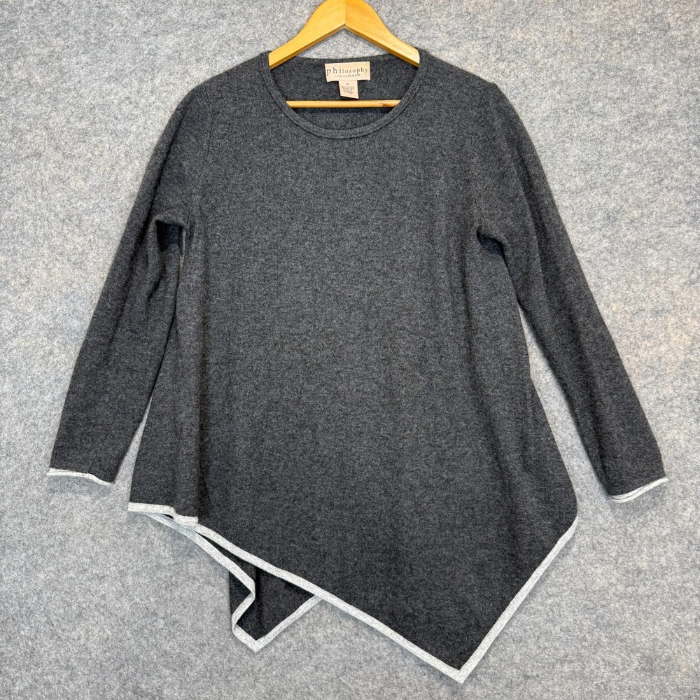 Philosophy 100% Cashmere Asymmetrical Sweater Womens‎ Medium Babydoll Long Soft